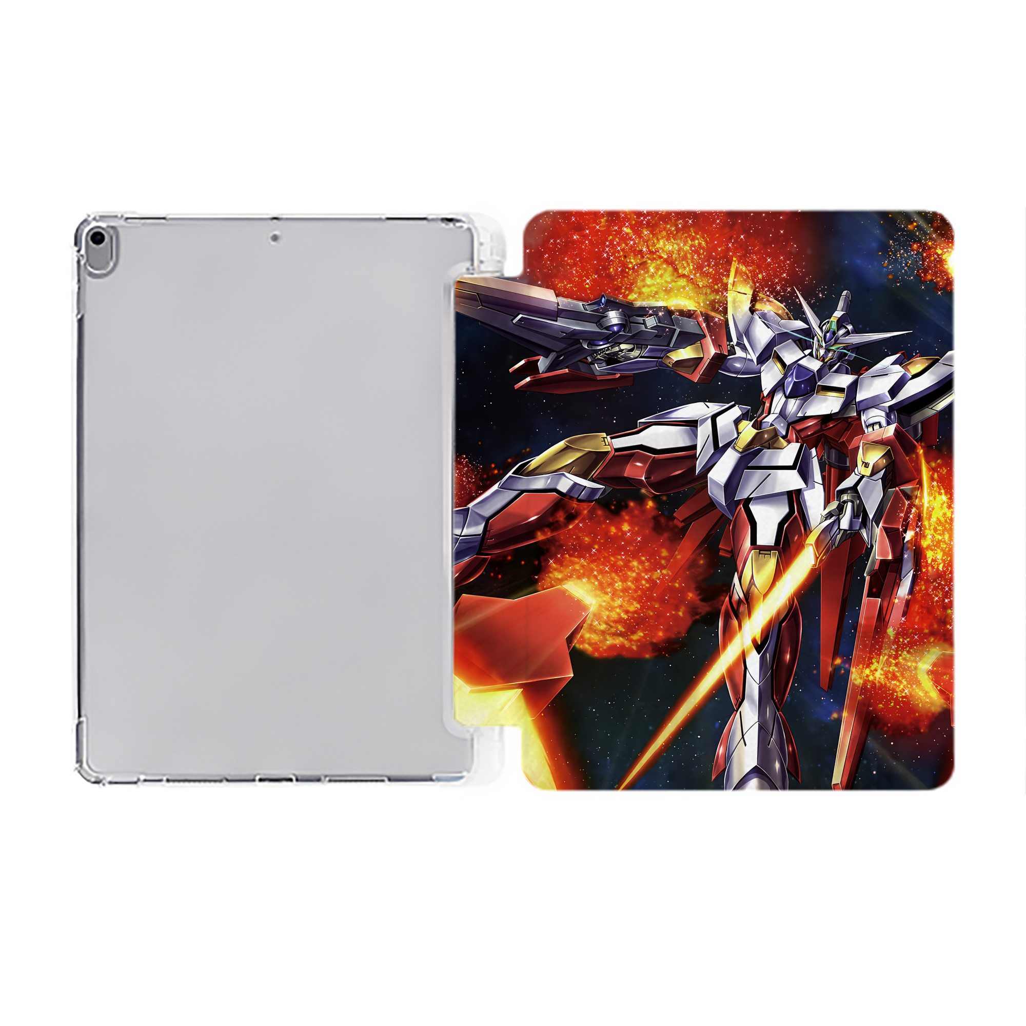 （画像用） 機動戦士ガンダム Mobile Suit Gundam IPad ケース ペン収納付き 三つ折りスタンド PUレザー×シリコン 対応機種9.5/10.5/10.9インチ